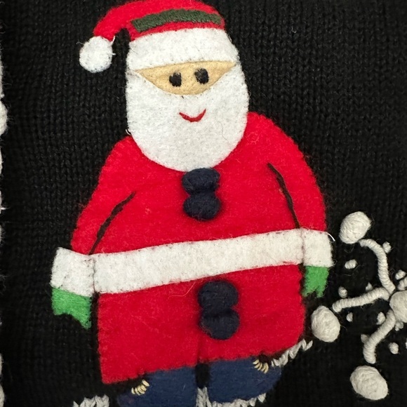 Vintage Segue Women's Christmas Sweater Cardigan Santa Hands Sewn Petite Medium - Picture 3 of 8